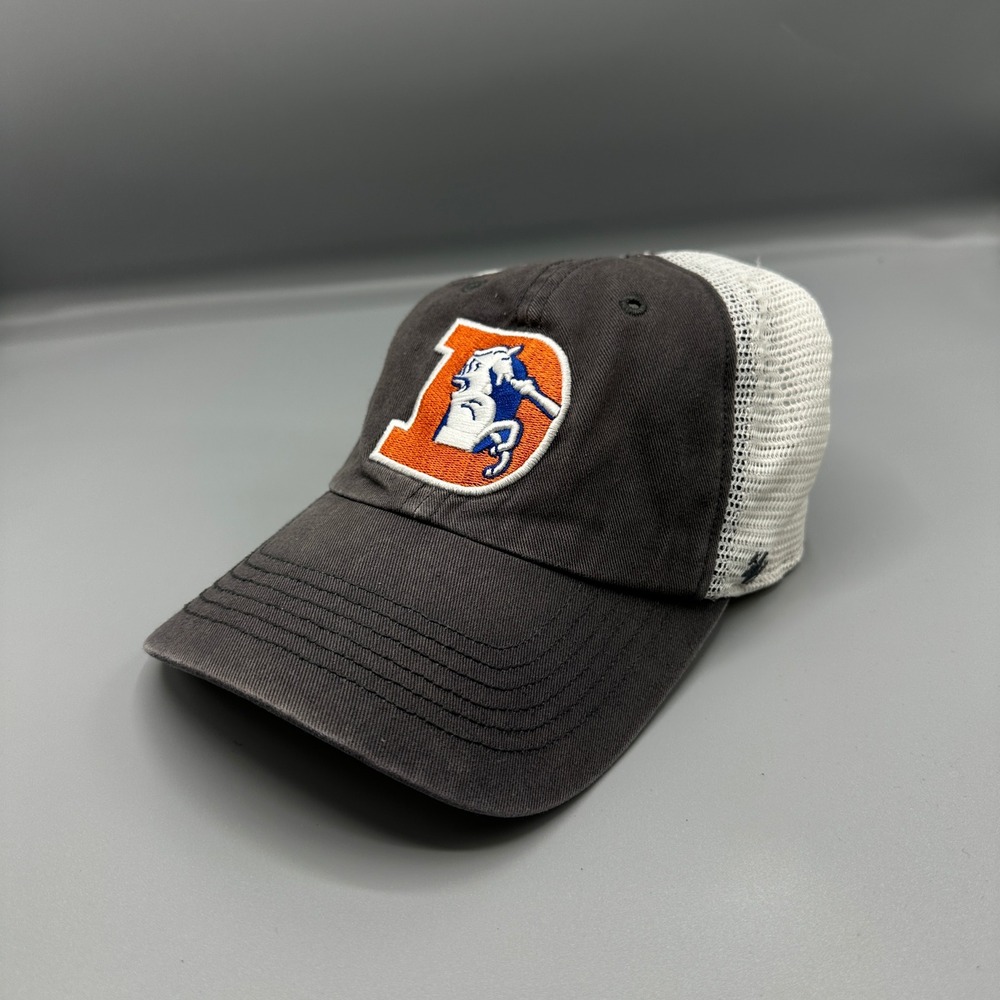 Denver Broncos 47 Brand Closer Hat Mens SM Charcoal Grey White Mesh Trucker Cap